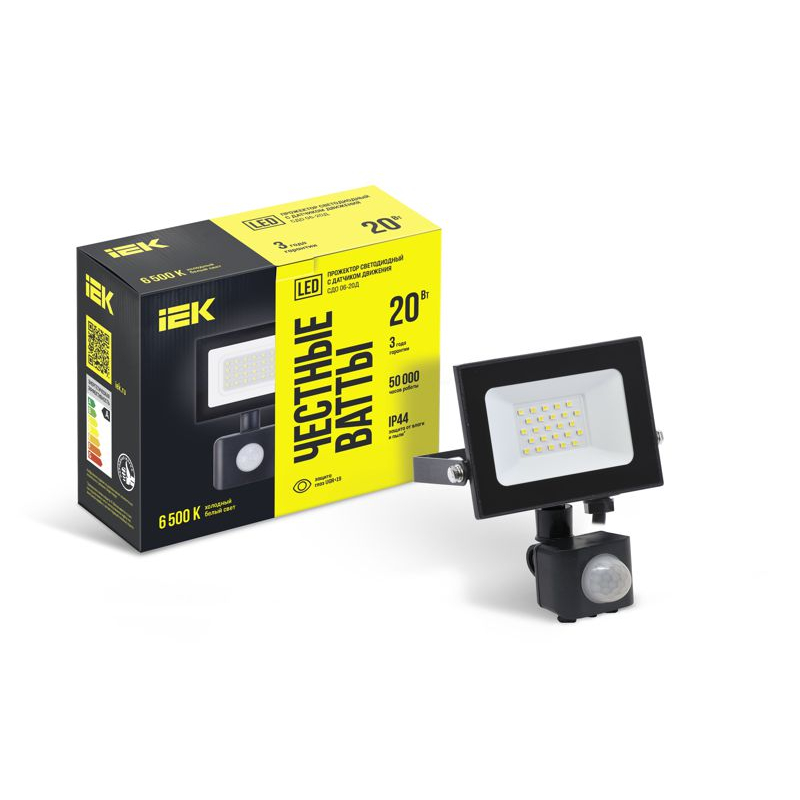 Прожектор СДО 06-20Д светодиодный черный с ДД IP54 6500K IEK