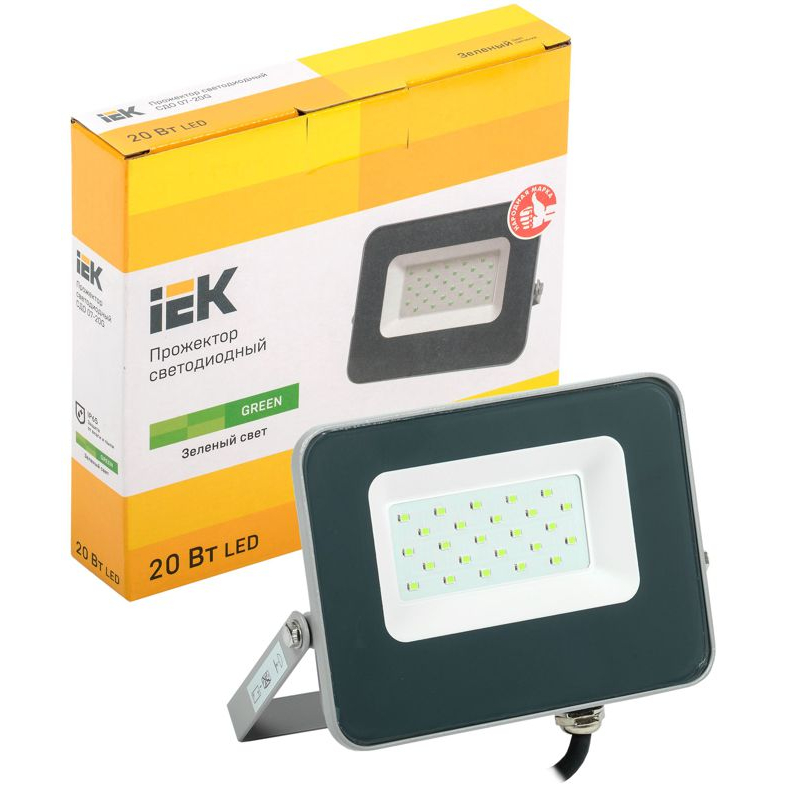 Прожектор светодиодный СДО 07-20G green IP65 серый IEK