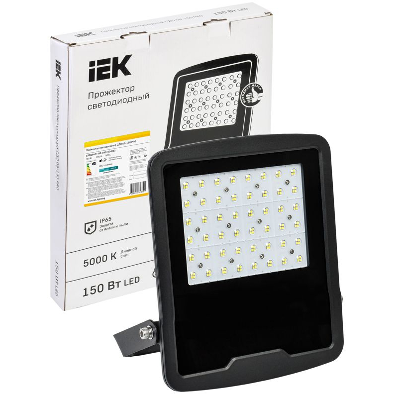 Прожектор светодиодный СДО 08-150 PRO 40х90град 5000К IP65 черный IEK