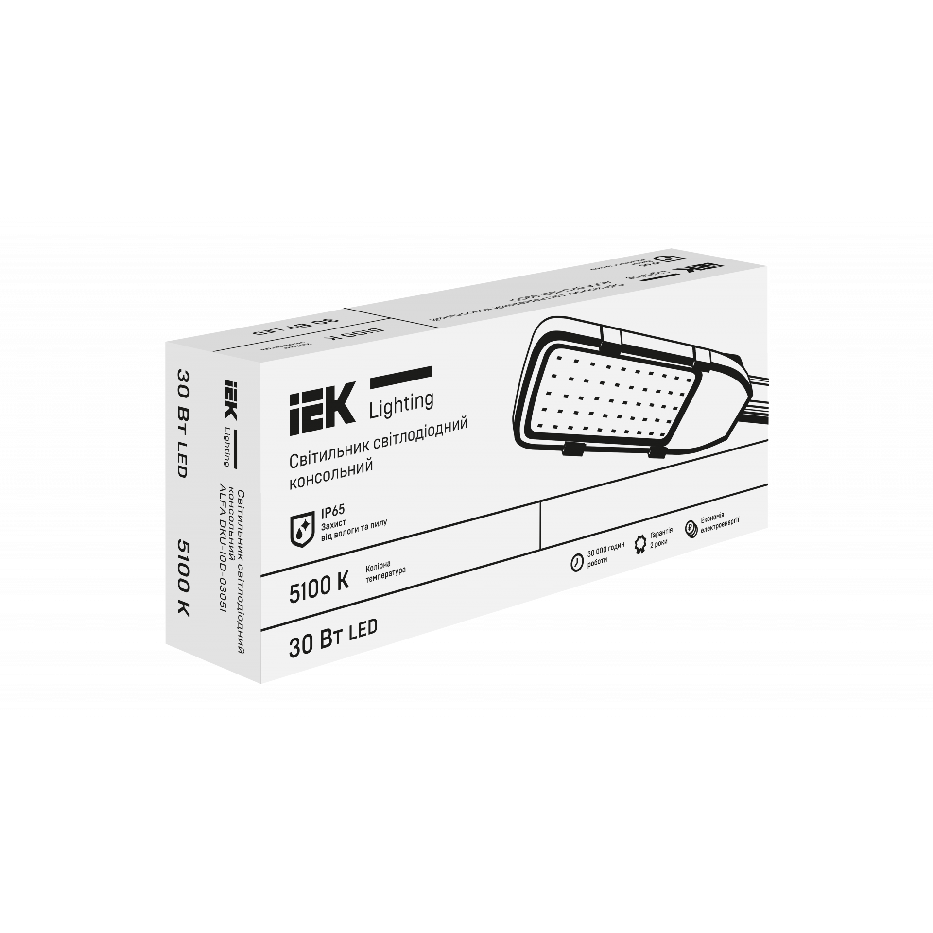 Светильник светодиодный консольный ALFA DKU-10D-03051 30Вт 5100К IP65 серый UA IEK