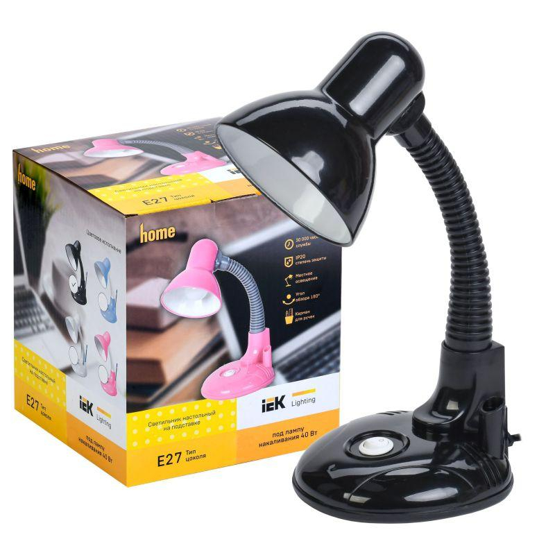 Светильник настольный 1005 с кармашком Е27 черный IEK