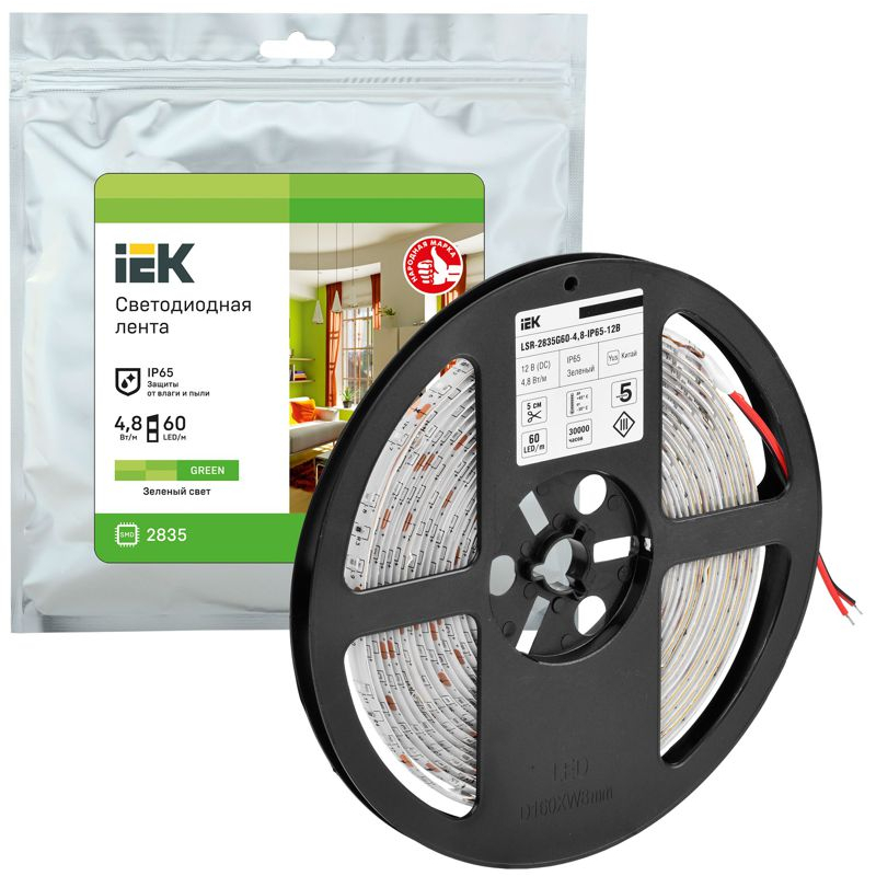 Лента светодиодная 5м LSR-2835G60-4,8-IP65-12В IEK
