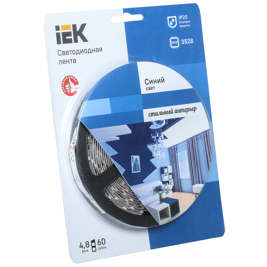 Лента светодиодная 5м блистер LSR-3528B60-4.8-IP20-12V IEK-eco