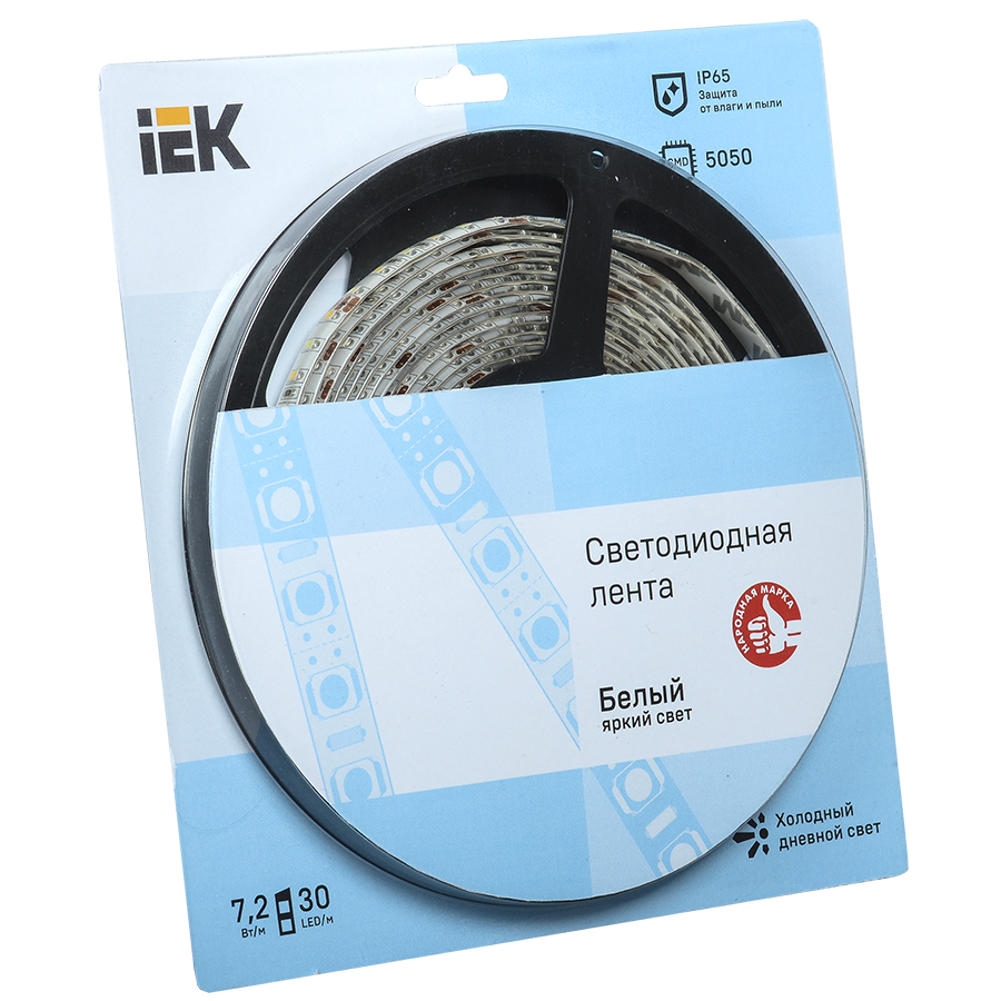 Лента светодиодная 5м блистер LSR-5050W30-7,2-IP65-12V IEK