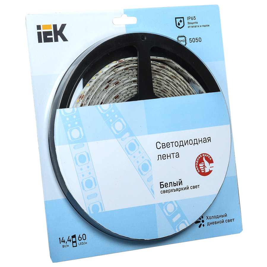 Лента светодиодная 5м блистер LSR-5050W60-14,4-IP65-12V IEK