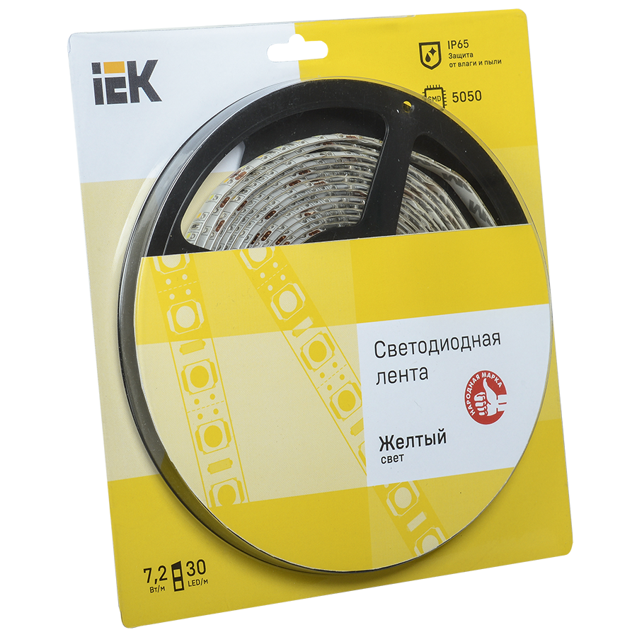 Лента светодиодная 5м блистер LSR-5050Y30-7,2-IP65-12V IEK