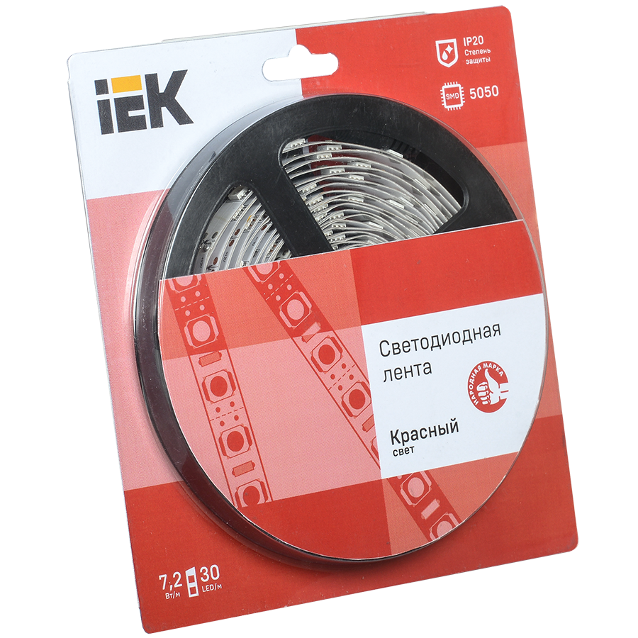 Лента светодиодная 5м блистер LSR-5050R30-7,2-IP20-12V IEK