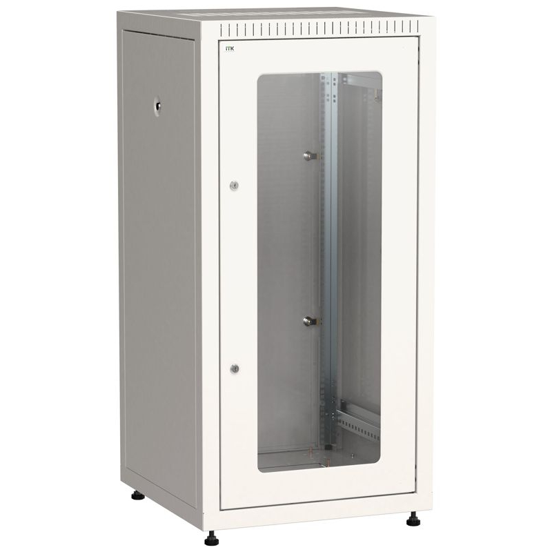 ITK LINEA E Шкаф напольный сетевой 19 18U 600х600мм стеклянная передняя дверь задняя металлическая серый