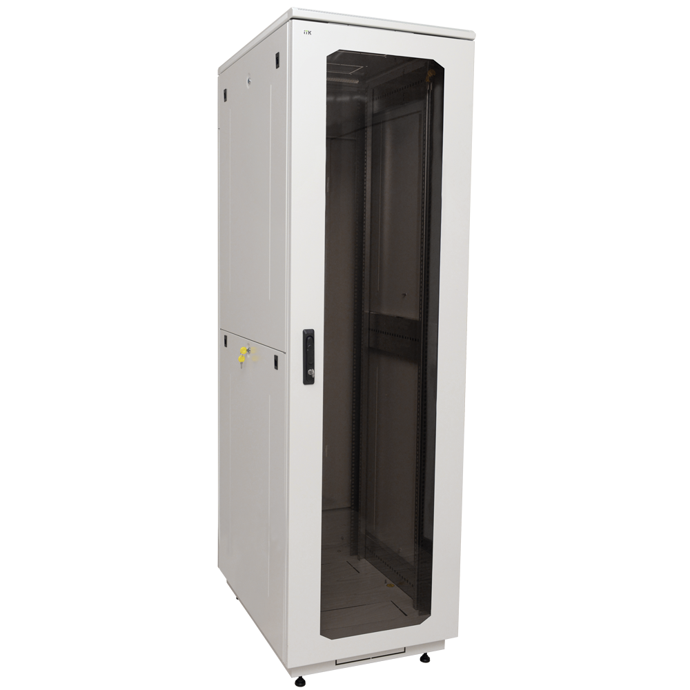 ITK Шкаф сетевой напольный LINEA E 42U 600х1000мм стеклянная передняя дверь задняя металлическая серый