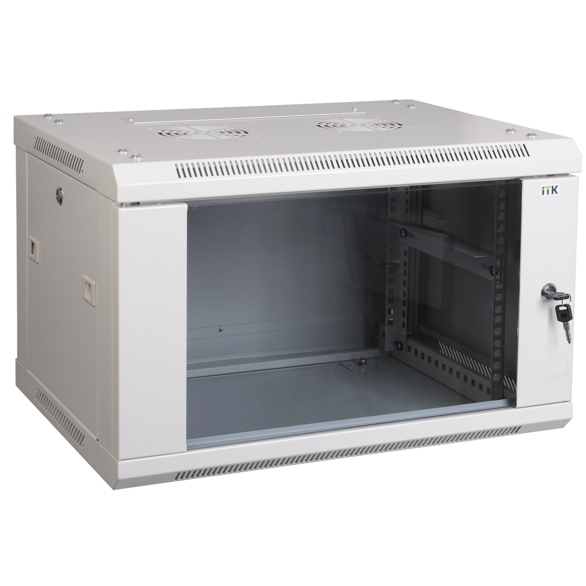 ITK 19 настенный шкаф 9U 600×600, стекл. передняя дверь, серый (плоск. упак)