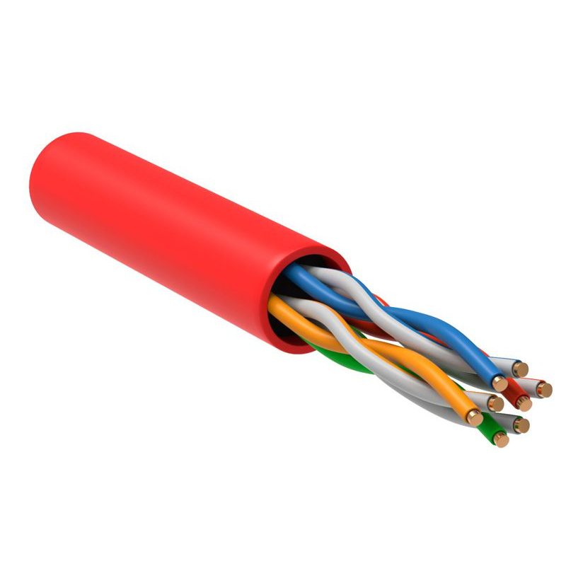 ITK Витая пара U/UTP кат.5E 4х2х24AWG solid LSZH нг(А)-HF красный (305м)