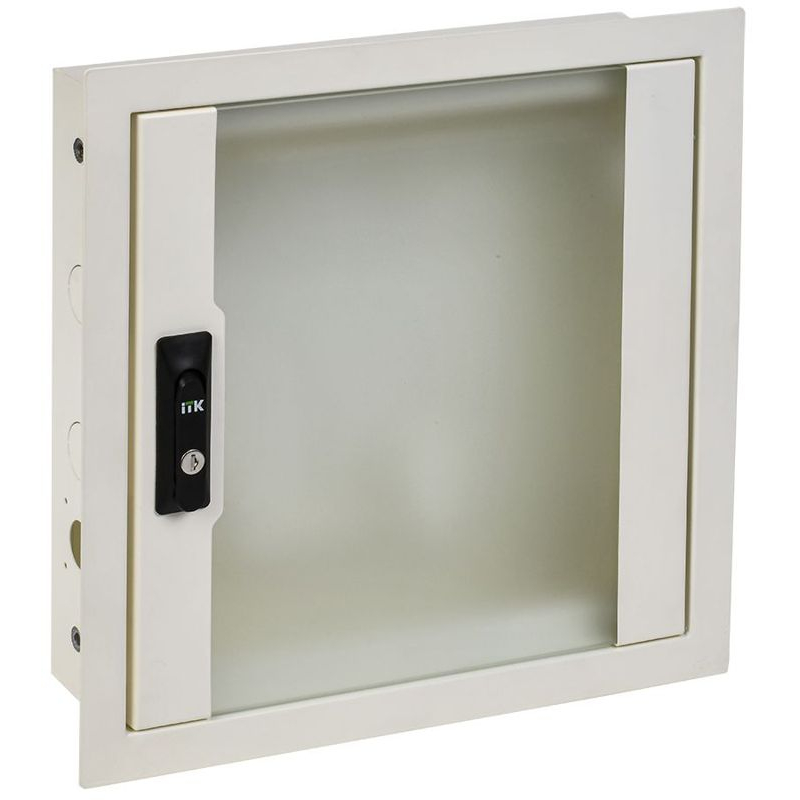 ITK LINEA R Шкаф мультимедиа настенный встраиваемый 400х400мм дверь стеклянная белый RAL9016