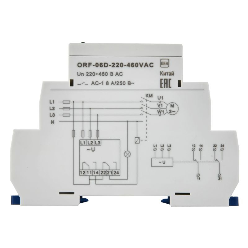 Реле контроля фаз ORF-06D 3 фазы 2 контакта 220-460В AC ONI