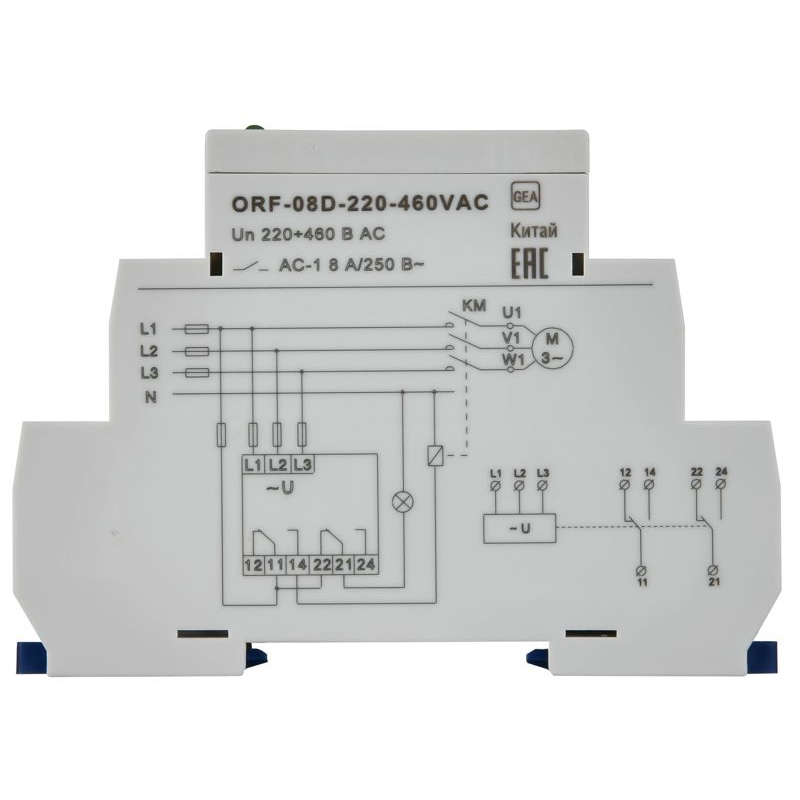 Реле контроля фаз ORF-08D 3 фазы 2 контакта 220-460В AC ONI