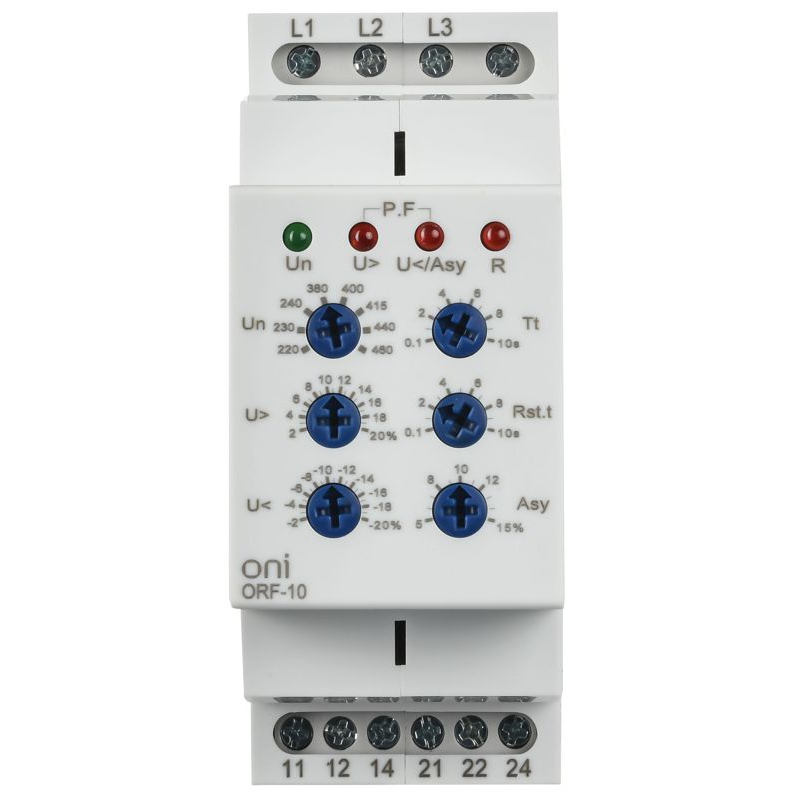 Реле контроля фаз ORF-10 3 фазы 2 контакта 220-460В AC ONI