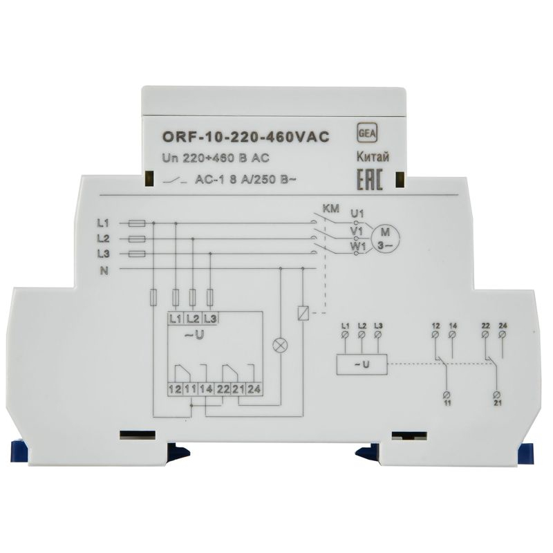 Реле контроля фаз ORF-10 3 фазы 2 контакта 220-460В AC ONI