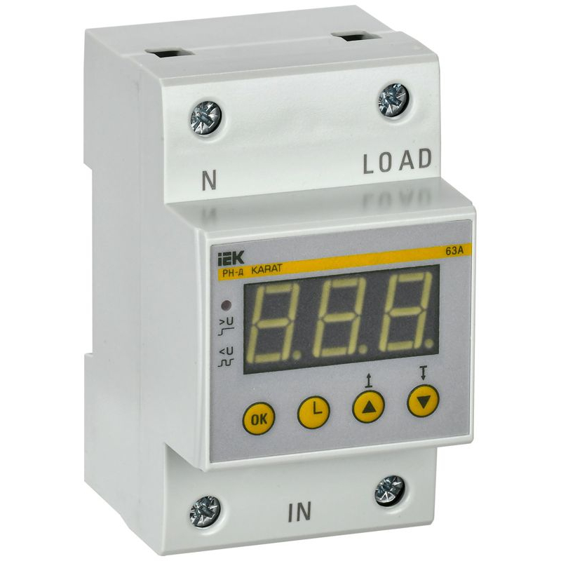 Реле напряжения РН-д однофазное 54мм 63А IEK