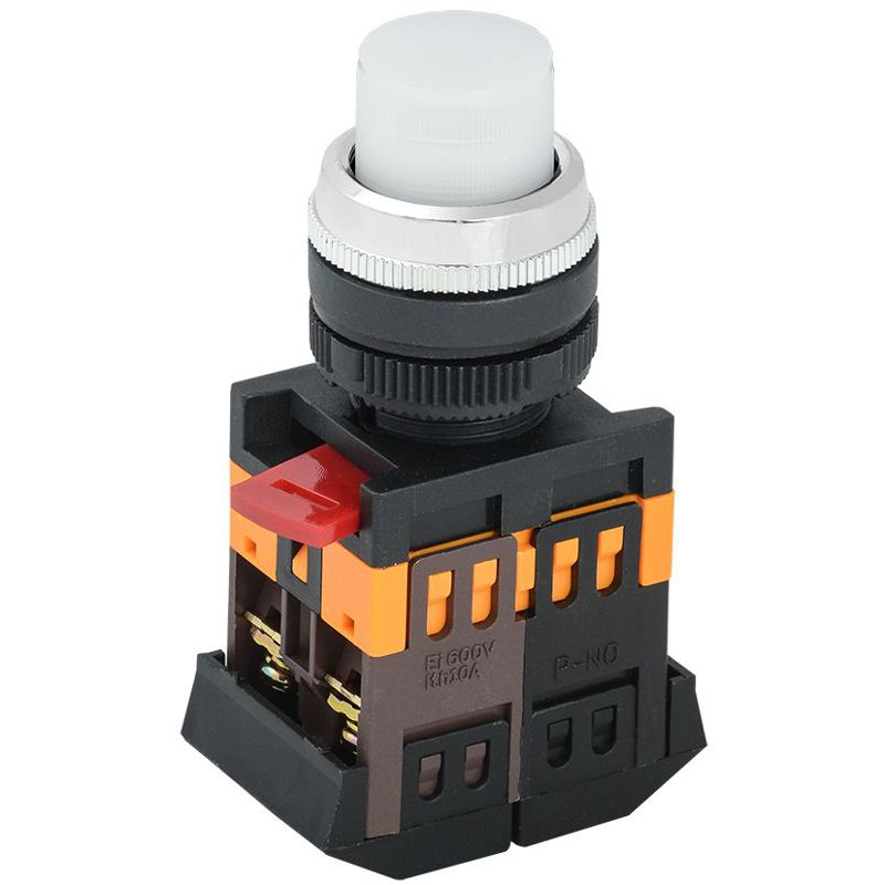 Кнопка ABLFP-22 белый d=22мм неон/240В 1з+1р IEK