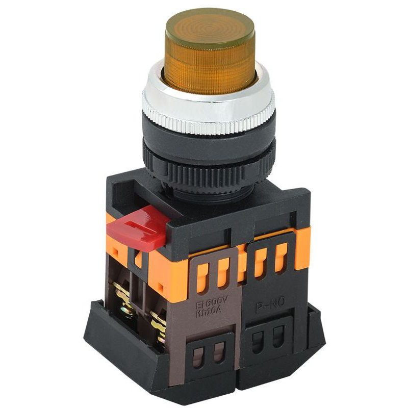 Кнопка ABLFP-22 желтый d=22мм неон/240В 1з+1р IEK