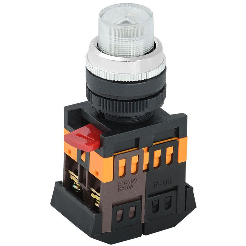 Кнопка ABLFP-22 прозрачный d=22мм неон/240В 1з+1р IEK