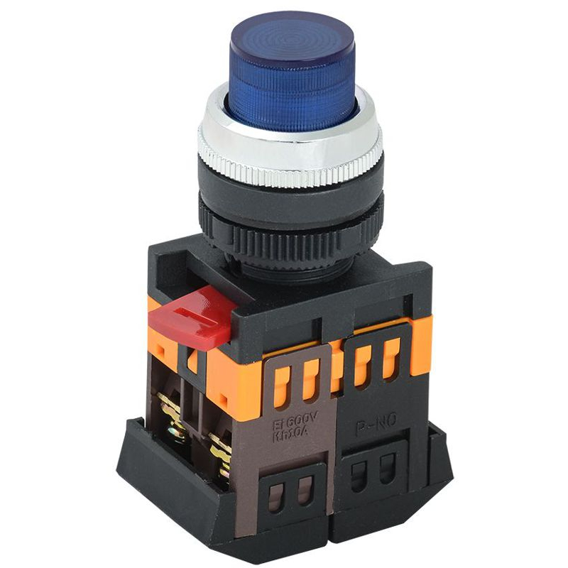 Кнопка ABLFP-22 синий d=22мм неон/240В 1з+1р IEK