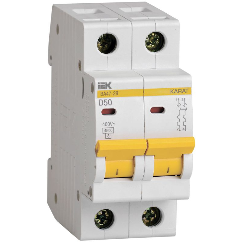 KARAT Автоматический выключатель ВА47-29 2P D 50А 4,5кА IEK