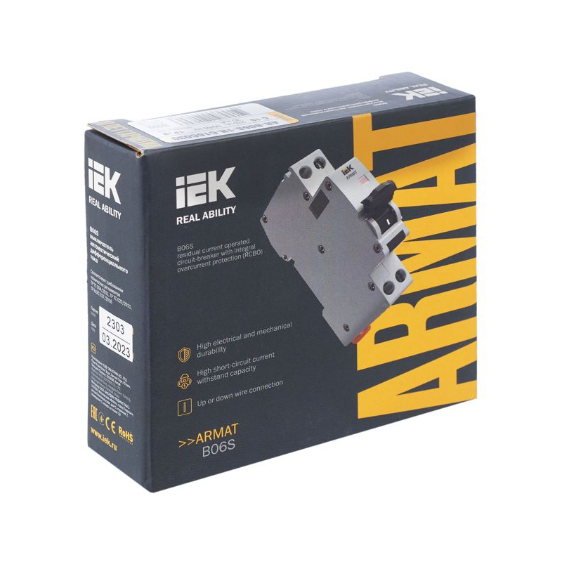 ARMAT Автоматический выключатель дифференциального тока B06S 1P+NP C16 30мА тип AC (18мм) IEK