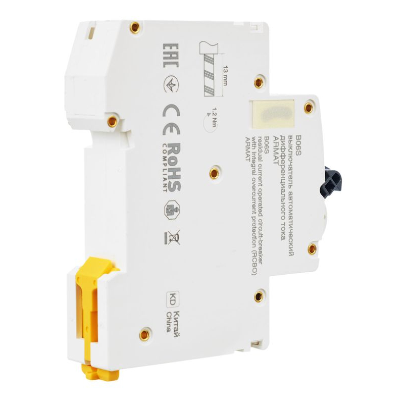 ARMAT Автоматический выключатель дифференциального тока B06S 1P+NP C25 30мА тип AC (18мм) IEK