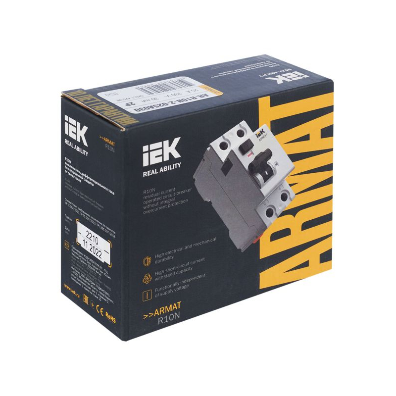 ARMAT Выключатель дифференциального тока R10N 2P 25А 30мА тип A IEK