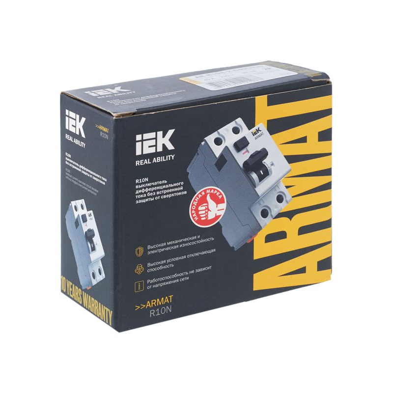 ARMAT Выключатель дифференциального тока R10N 2P 40А 30мА тип AC IEK