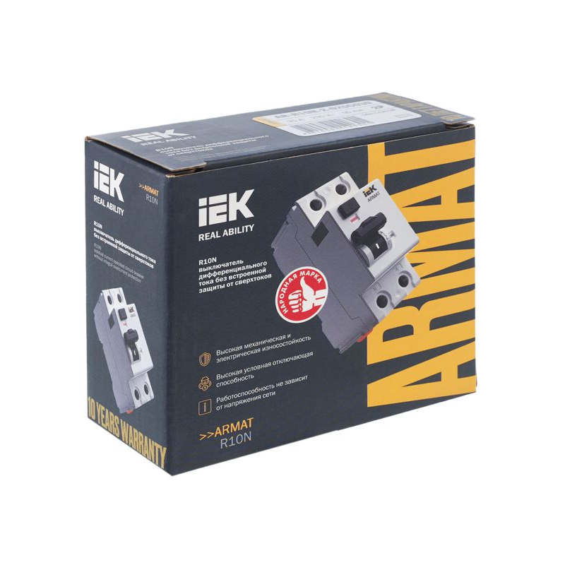 ARMAT Выключатель дифференциального тока R10N 2P 25А 30мА тип AC IEK