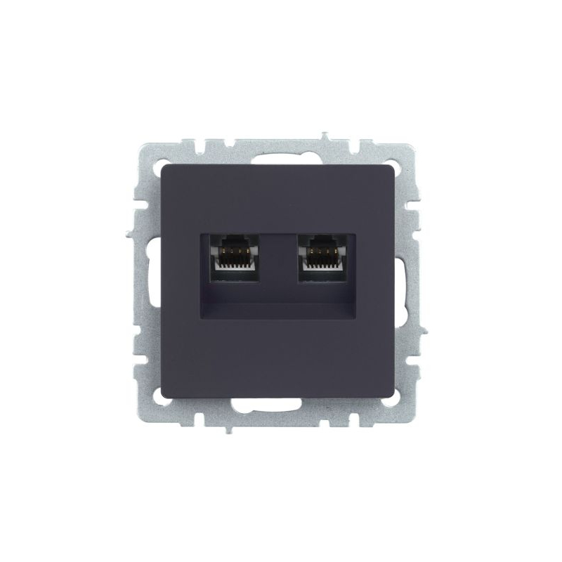 BRITE Розетка компьютерная двойная RJ45 кат.5E РК10-2-БрГ графит IEK