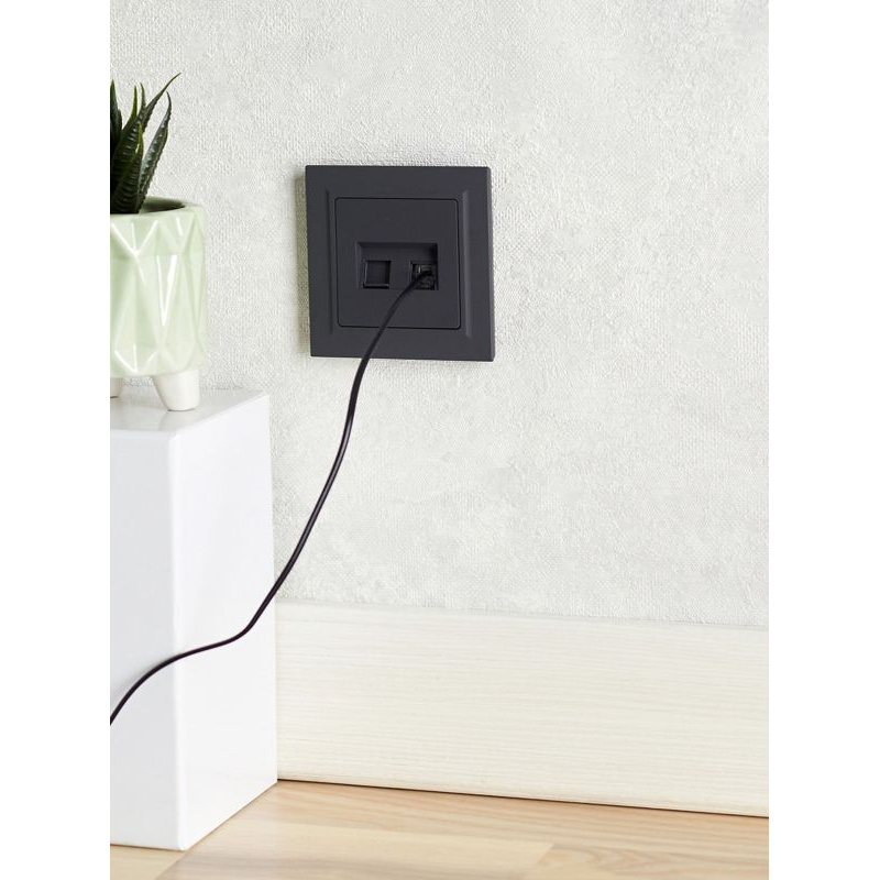 BRITE Розетка компьютерная двойная RJ45 кат.5E РК10-2-БрГ графит IEK