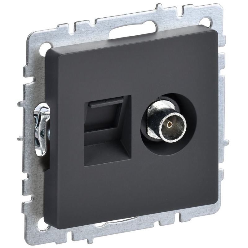 BRITE Розетка двойная TV+RJ45 кат.5E РТВ/РК12-БрГ графит IEK