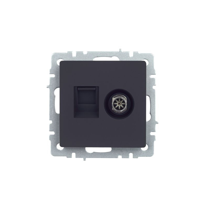 BRITE Розетка двойная TV+RJ45 кат.5E РТВ/РК12-БрГ графит IEK