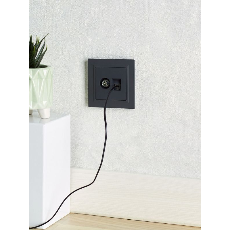 BRITE Розетка двойная TV+RJ45 кат.5E РТВ/РК12-БрГ графит IEK