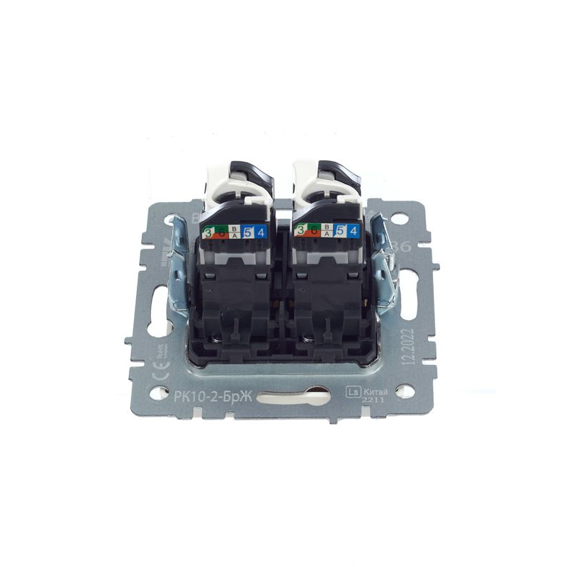 BRITE Розетка компьютерная двойная кат.5E RJ45 РК10-2-БрЖ жемчуг IEK