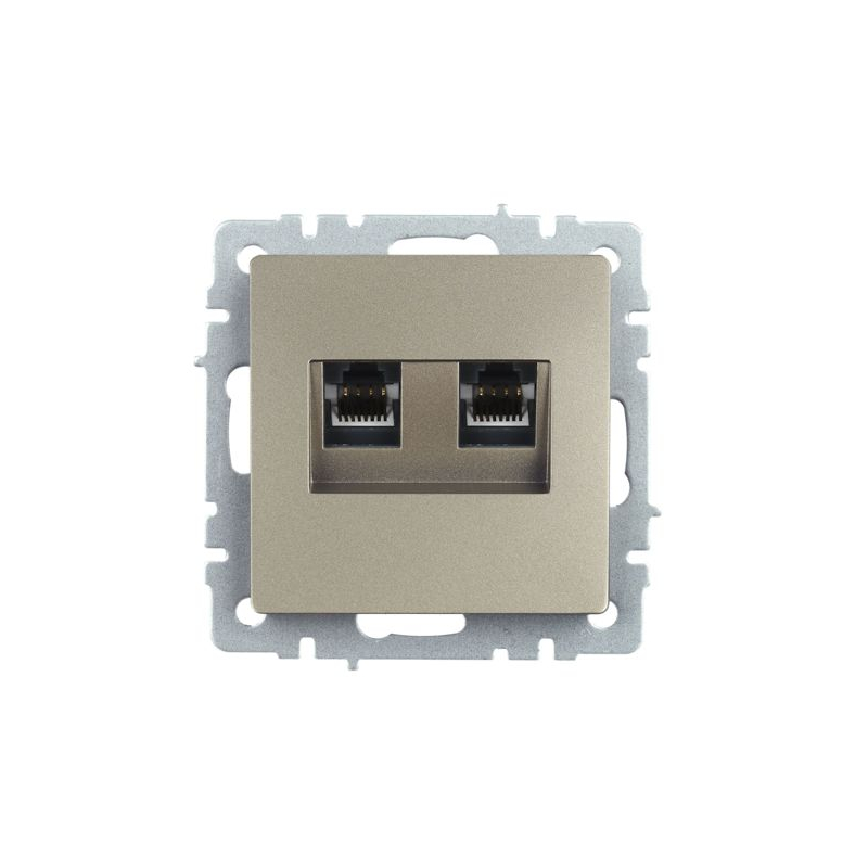 BRITE Розетка компьютерная двойная RJ45 кат.5E РК10-2-БрШ шампань IEK