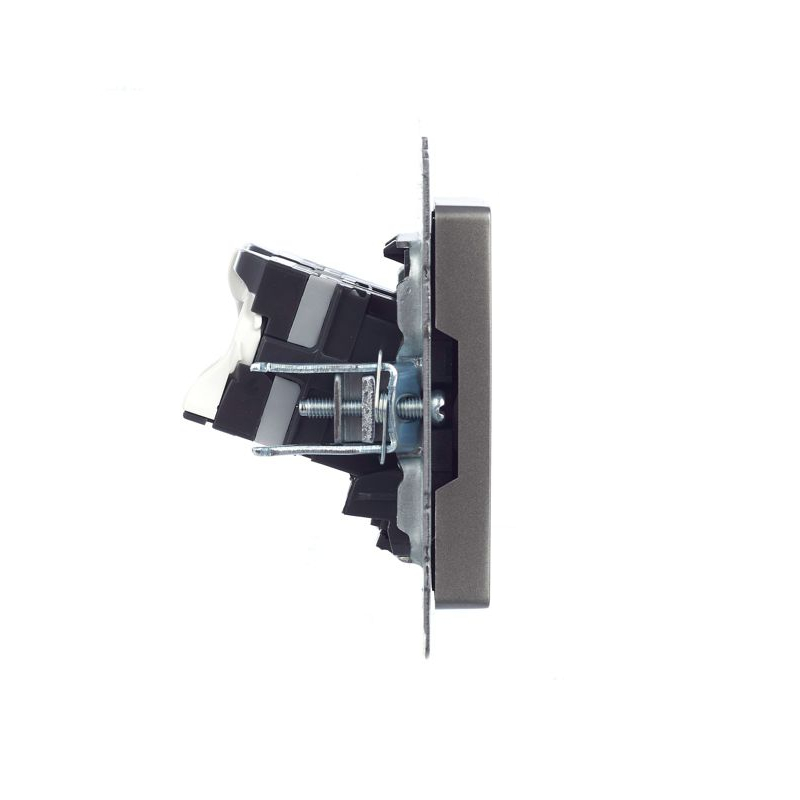 BRITE Розетка компьютерная двойная RJ45 кат.5E РК10-2-БрС сталь IEK