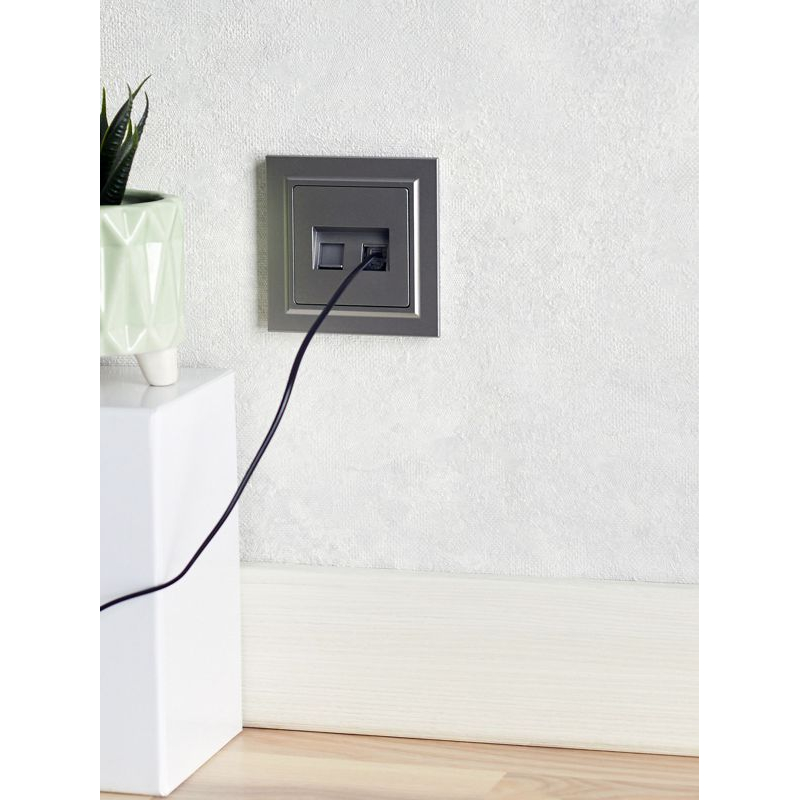 BRITE Розетка компьютерная двойная RJ45 кат.5E РК10-2-БрС сталь IEK