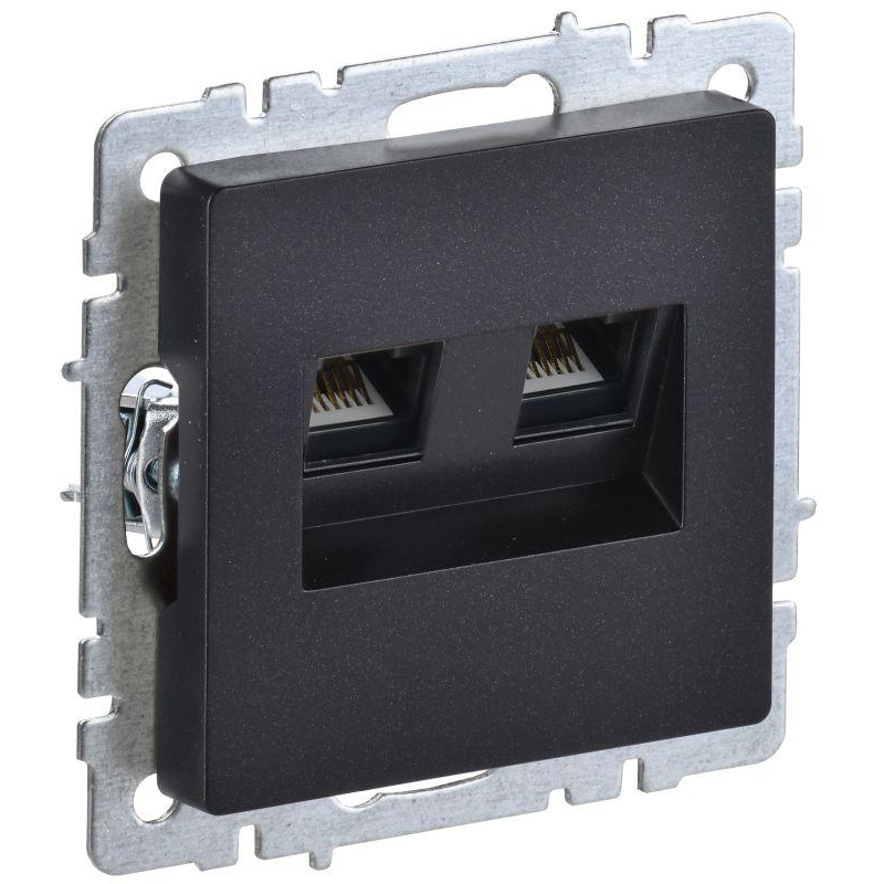 BRITE Розетка компьютерная двойная RJ45 кат.5E РК10-2-БрЧ черный IEK