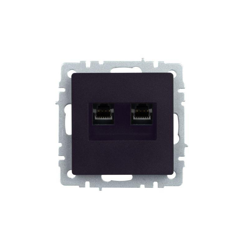 BRITE Розетка компьютерная двойная RJ45 кат.5E РК10-2-БрЧ черный IEK