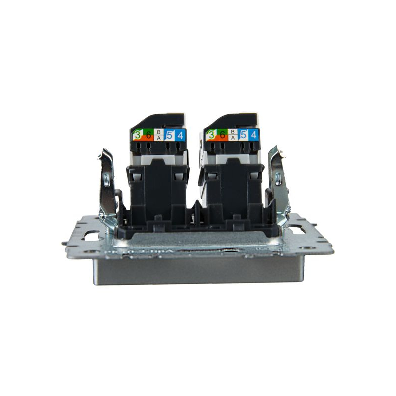 BRITE Розетка компьютерная двойная RJ45 кат.5E РК10-2-БрА алюминий IEK