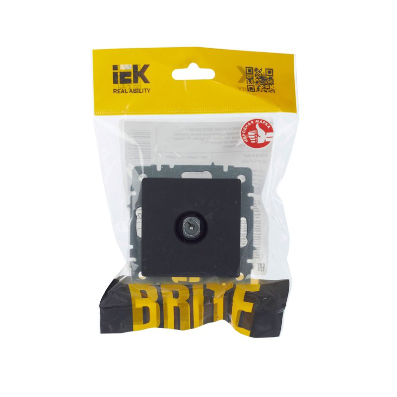 BRITE Розетка TV проходная РТВ10-0-БрГ графит IEK