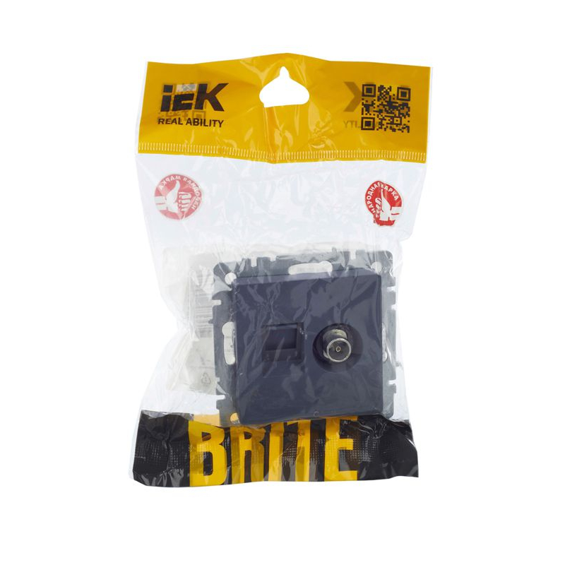BRITE Розетка двойная TV+RJ45 кат.5E РТВ/РК12-БрМ маренго IEK