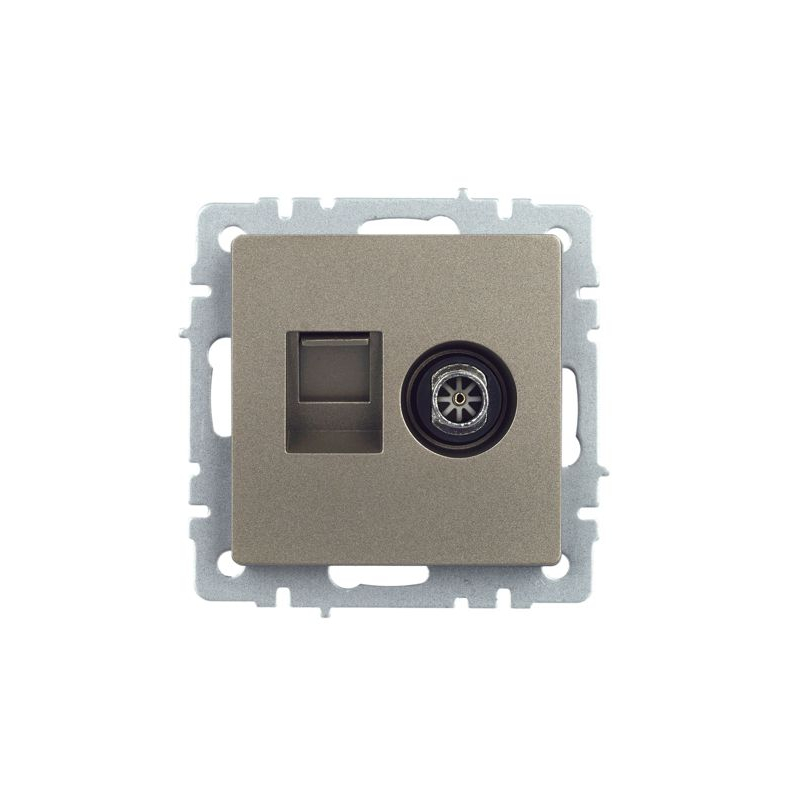 BRITE Розетка двойная TV+RJ45 кат.5E РТВ/РК12-БрШ шампань IEK