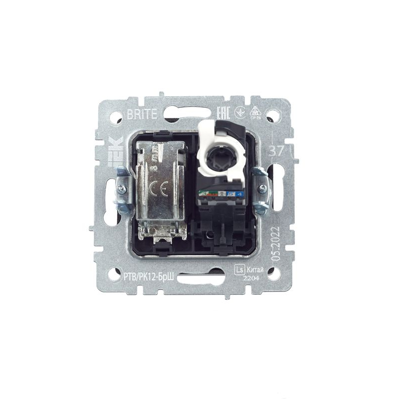 BRITE Розетка двойная TV+RJ45 кат.5E РТВ/РК12-БрШ шампань IEK