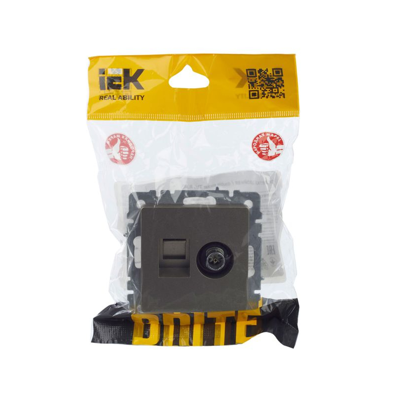 BRITE Розетка двойная TV+RJ45 кат.5E РТВ/РК12-БрШ шампань IEK