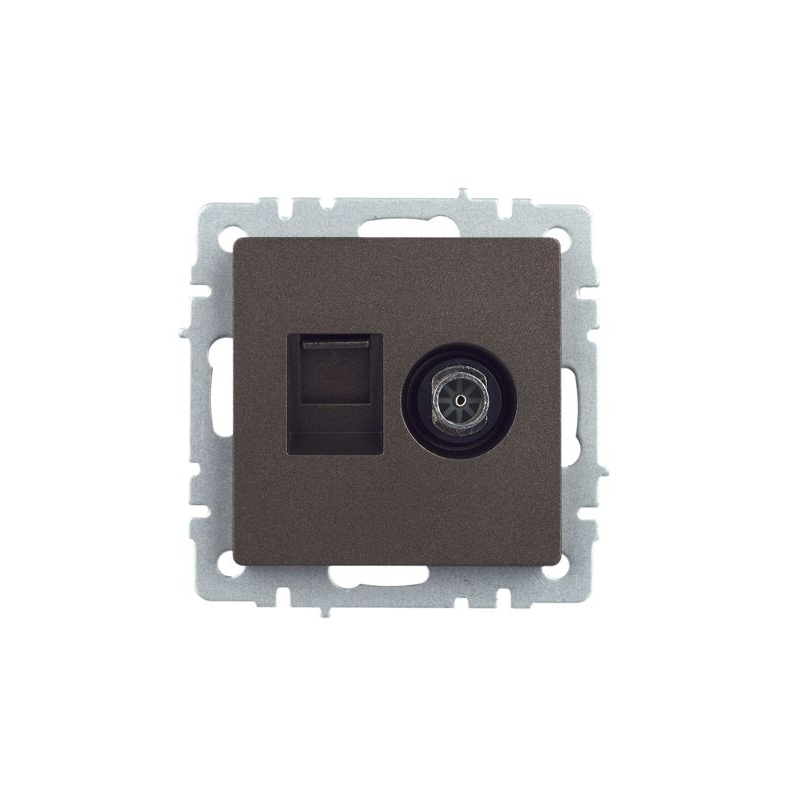 BRITE Розетка двойная TV+RJ45 кат.5E РТВ/РК12-БрТБ темная бронза IEK