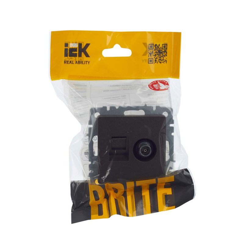 BRITE Розетка двойная TV+RJ45 кат.5E РТВ/РК12-БрТБ темная бронза IEK